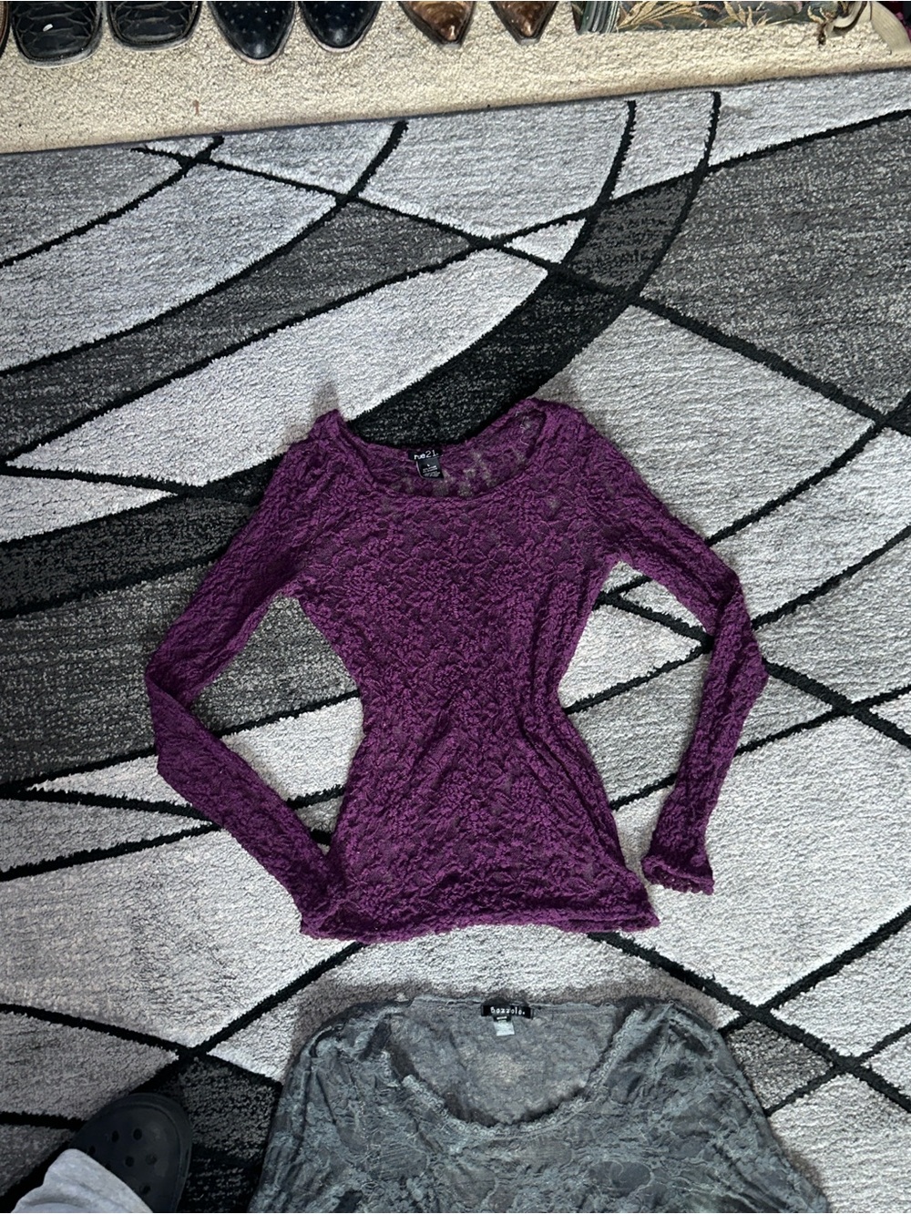 Rue21 Purple Long-Sleeve Lace Tee